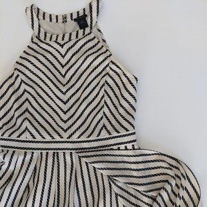 Ann Taylor Black and White Striped Halter Maxi Dress